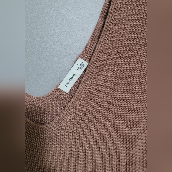 Gentle Fawn Tan Knit Tank Top Cropped V-neck L - Picture 2 of 7